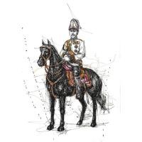 ราคา ภาพวาดในหลวง ร 5 ทรงม้า LZ-K020 ปากกดำ ผสม ปากกาสี (18332430453)