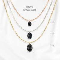 ราคา สร้อยคอนิลดำแท้ (Onyx) ไข่ลักชัวรี่ เงิน 925 ชุบทองคำขาว/ทอง /โรสโกลด์ จี้พลอย GEORGE Jewelry (49058256172)