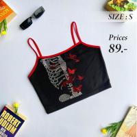 ราคา เสื้อสายเดี่ยวสีดำ ติดเพชร ผ้าไม่บาง งานสวย (22167922445)
