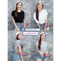 ราคา เสื้อคอกลมระบายแขนผ้าเรย่อน (5832961811)