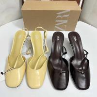 ราคา Zara 2025 รองเท้าส้นสูงสตรีท ทรง Toe-Round สไตล์ Summer สายรัดด้านหลัง ส้น Stiletto สำหรับผู้หญิง (43761663974)