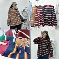 ราคา เสื้อแขนยาวทรงสเวตเตอร์ โอเวอร์ไซส์ เนื้อผ้ายืดลายริ้ว มีดีเทลชิคๆที่ขอบกุ๊นเสื้อและข้อแขนสะกิดขาดๆ (26976035759)