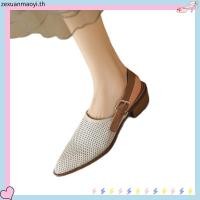 ราคา รองเท้าส้นกลาง หัวแหลม ระบายอากาศ ส้นหนา มีสายรัดข้อเท้า สําหรับผู้หญิง (41329973815)