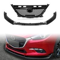 ราคา For Mazda 3 Axela 2014-2016 Mazda3 Gloss Black Honeycomb Style Upper Grille Grill+Front Bumper Lowe (27894124826)