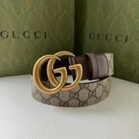 ราคา พร้อมส่งในไทย ของแท้ 100 % Gucci Double G Buckle Belt in GG Supreme Canvas Beige/Ebony (45210225070)