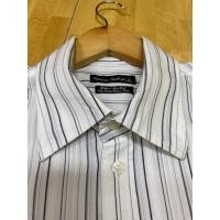 ราคา เสื้อเชิ๊ตแขนสั้น Black-white pinpoint stripe shirt (24436554208)