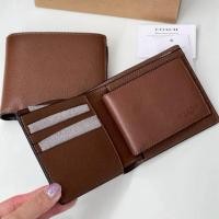 ราคา AD (สด-ผ่อน) กระเป๋าสตางค์ผู้ชาย มีไส้ CR911 F74991 COMPACT ID WALLET IN SPORT CALF LEATHER Dark sadde (1824787846)