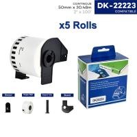 ราคา ฉลากกระดาษความร้อน 5 ม้วน สําหรับเครื่องพิมพ์ฉลาก Brother DK-22223 DK22223 DK-2223 50 มม.*30.48 ม. QL-500 QL-550 QL-700 QL-700W QL-710W (19574974214)