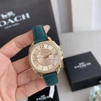 ราคา นาฬิกาข้อมือ สายหนังสีเขียว หน้าปัดสีทอง NEW Coach Boyfriend Women's Green Leather Strap Gold Watch (28226840916)
