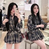 ราคา ชุดสูทลายสก๊อตชุดเดรสคอปกเสื้อกระโปรงลูกพองสายรัดทําให้แบนขึ้นแฟชั่นเกาหลีน่ารัก (56510646965)