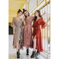 ราคา Flat2112 FT73 : Ruffle Silk Wrap สี Spice (แดง) (1932761724)