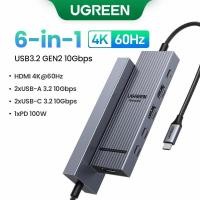 ราคา Ugreen USB C Hub 6 in 1 USB3.2 Gen2 10Gbps (54157807354)