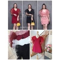 ราคา เดรสสาวอวบ แขนฟรุ้งฟริ้ง ระบายหรูหรา (3937473961)