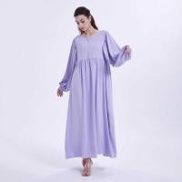 ราคา ▥ ผู้หญิงมุสลิมสีทึบจีบโคมไฟชุดหลวม (27130770712)
