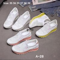 ราคา canvas shoes รองเท้าผ้าใบเสริมส้น สีขาว ผ้าลูกไม้ แฟชั่นผู้หญิง สูง 2 นิ้ว สวยหวานน่ารัก A28 (2608471741)