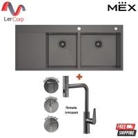 ราคา (Mex) อ่างล้างจาน 2 หลุม 1 ที่พัก ขนาด 120 x 51 สเตนเลส สตีล AISI 304 (สี Grey Metal) รุ่น SQ1202RGM-MF (49152274093)