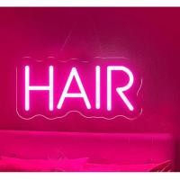 ราคา ป้ายไฟ ป้ายไฟร้าน ป้ายไฟตัวอักษร ป้ายไฟวิ่ง ป้ายไฟร้านตัดผม ป้ายไฟled ป้ายไฟ HAIR สีชมพู (40x17cm) (19885515851)