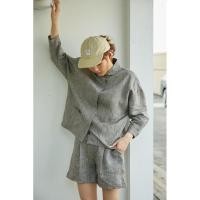 ราคา เสื้อแขนยาวคอบัวผ้าลินิน - สีเทา (23939210358)
