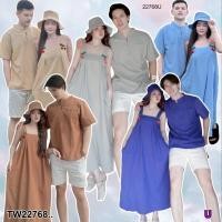 ราคา set คู่รัก 3 ชิ้น ผู้ชาย เสื้อคอจีน + เดรสยาว + เข็มกลัด กับหมวก .. TW22768 TwinsShopVipพร้อมส่ง (55351163729)