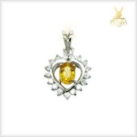 ราคา จี้บุษราคัมแท้ เงินแท้ ชุบทองคำขาว (6578045339)