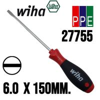ราคา 302SF [Wiha] 27755 ไขควงปากแบน 6.0mm. แกนยาว 150mm. Wiha 302 SoftFinish Slotted Screwdriver 6.0x150mm. (25271378357)