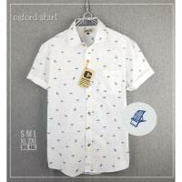 ราคา ⛱เสื้อเชิ้ตแขนสั้น คอปก ผ้า Oxford ลายร่มชายหาด สีขาว มีไซส์ S-4XL (5862149451)