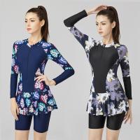 ราคา 3XL-6XL ชุดว่ายน้ำวันพีชคนอ้วน ไซส์ใหญ่ ลายดอกไม้ซิปหน้าแขนยาว(สีดำ,สีน้ำเงิน) (8777614317)