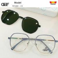 ราคา กรอบแว่นตา GEZE Clip-On รุ่น TP1009 - C5 เต็มกรอบสีน้ำเงินครึ่ง คลิปออนแม่เหล็ก เลนส์กันแดดPolarized (16787499528)