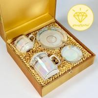 ราคา ราคาพิเศษ ชุดแก้วมัคและแก้วกาแฟพร้อมจานรองลายมุก ของขวัญงานเกษียณ แก้วเบญจรงค์ ของขวัญปีใหม่ ของรับไหว้ (17798558963)