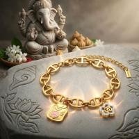 ราคา โอมระรวย | ข้อมือโซ่ญี่ปุ่น จี้โอม-คาเมลเลีย ซองซากุระ ล้อมพลอย SW35354 (56559504214)