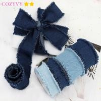 ราคา COZYVY ผ้ากางเกงยีนส์, กิ๊บติดผม Bows Blue Cowboy Denim Ribbon, แฟชั่น 1.5Yards สีทึบ Handmade Fringe ผ้าไหมริบบิ้น DIY เย็บ (55611182603)