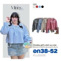 ราคา เสื้อแขนยาว คอแต่งระบายน่ารักมาก สาวอวบ อก38-52 ลายสก๊อตน่ารัก ปลายแขนทรงตุ๊กตาW00276M180 (27824162202)