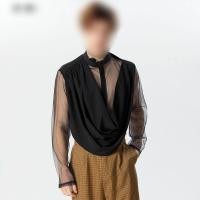 ราคา KEMEJA เสื้อเชิ้ตผ้าแก้วผู้ชายผ้าคลุมไหล่ (49107270070)