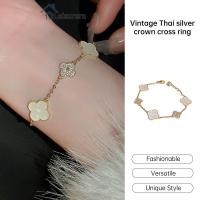 ราคา leisureraLight Luxury High-end Bracelet Niche Zircon Flower Bracelet Four Leaf Clover Bracelet (46109314125)