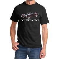 ราคา เสื้อยืดผ้าฝ้ายผู้ชาย 965 1966 Ford Mustang Fastback Neon Lights Design Tshirt (56310400856)