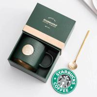 ราคา แก้วเซรามิคสีเขียวมรกตลายเส้น 340ml แก้วเซรามิคสำหรับกาแฟ แก้วเซรามิคของขวัญให้แฟนหนุ่ม แก้วเซรามิคสำนักงาน แก้วเซรามิค DJNX (43680199282)