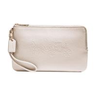 ราคา Coachของแท้% กระเป๋าคล้องมือ Double Zip Wallet With Embossed Horse And Carriage (1655323194)