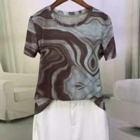ราคา [Romantic Fashion Accessories] Tie-Dye Print Double-Layer Gauze v Neck Short Sleeve t-Shirt Womens New Style Mother Sli (47660902919)