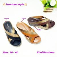 ราคา Two-tone style รองเท้าหน้าไขว้สายหนังทรงสวย (9705952726)