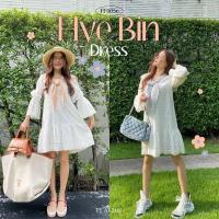 ราคา NewFLAT2112 FF0056HYE BIN DRESS เดรส Oversized  ดีเทลตัวผ้าเป็นลูกไม้สีขาวตัดต่อด้วยปกคอเป็นลายสก็อตสีฟ้า (23472760988)