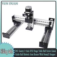 ราคา CNC Gantry 3-Axis XYZ Stage Table Ball Screw Linear Guide Rail Robotic Arm Router With Nema23 2Nm S (55154362220)