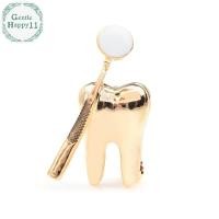 ราคา GentleHappy เข็มกลัดกระจกสีทอง สไตล์บุคลิกภาพ เข็มกลัดทันตแพทย์ เข็มกลัด TH (28894972112)