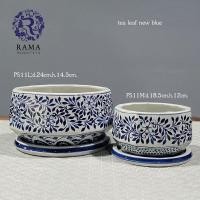 ราคา รามาเซรามิค PS11 กระถางเซรามิค 12 เหลี่ยม พร้อมจานรอง ลายใบชา (10703873858)