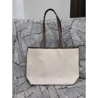 ราคา SHOOPEN Tote Bag ผ้าแคนวาส สีครีมขอบน้ำตาล มือสอง สภาพดี (51159944403)