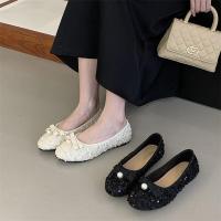 ราคา Fashion Shiny Sequins Leather Round Toe Mules (ขนาด 35-39) (51411469570)