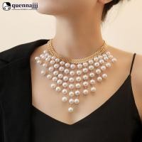 ราคา QHENNA อินเทรนด์ Vintage Multi Layer ยาวเพิร์ลพู่สร้อยคอเลียนแบบลูกปัดมุกโอ้อวด Elegant Collarbone Chain Choker สําหรับผู้หญิงงานแต่งงาน B9P7 (53854104818)