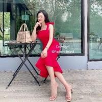 ราคา พร้อมส่งเดรสสายเดี่ยวสีแดง Sz.M❤️ ชุดใส่ตรุษจีน งานป้าย pachara ดรสออกงาน (21982441827)