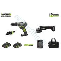 ราคา WORX WU179 + WU808.9 COMBO SET / CORDLESS IMPACT DRILL DRIVER , CORDLESS BRUSHLESS ANGLE GRINDER / 20V 2.0AH MAX LITHIUM (50711128702)