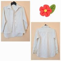 ราคา เสื้อทำงาน เสื้อลายทาง สีขาว ไซส์ S M อก 35 ยาว 22-26 แขนยาว ลายทาง ผ้าสูท ผ้าดีค่ะ มือสอง สภาพดีมาก เชิ้ต คอปก (25886629934)