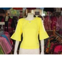 ราคา เสื้อผ้าหางกระรอกแต่งลูกไม้ สีเหลือง (22475002175)